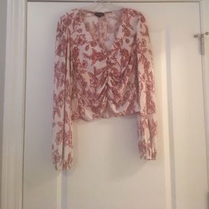 TopShop Rouched Front Bell Sleeve Top