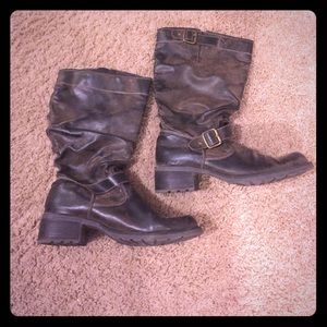 Brown mid calf boots