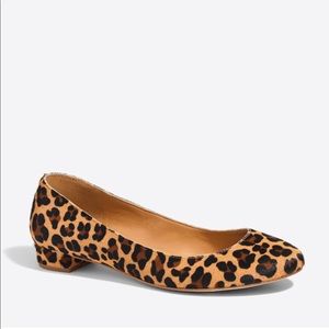 J. Crew Lily Calf Hair Leopard Heel Flats