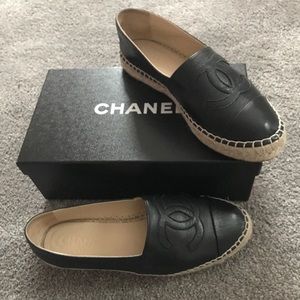 Black Lambskin Chanel Espadrilles