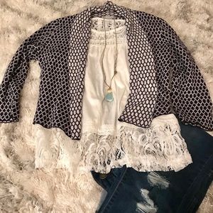 ❌sold❌ H&M Navy and White Cardigan XS