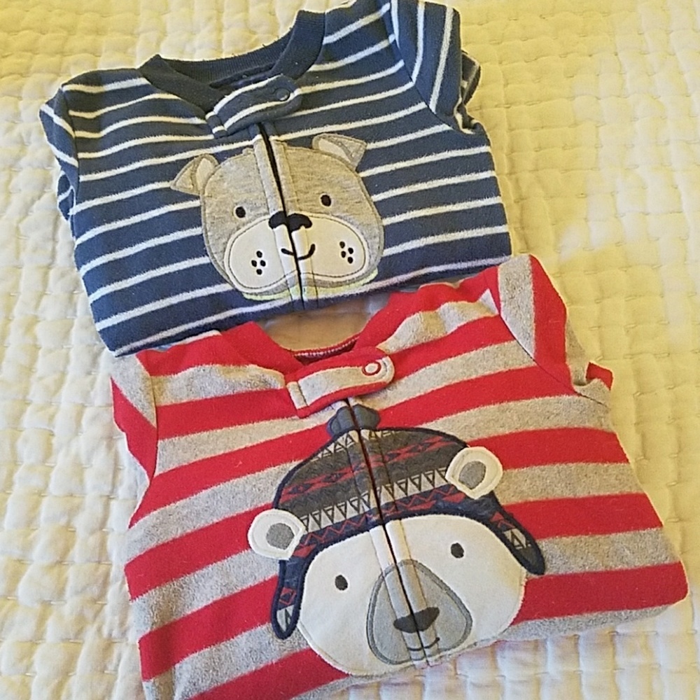 2 Fleece Footie Pajamas