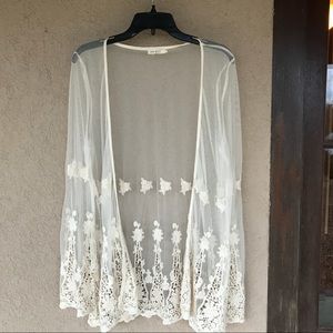Blu Pepper Sheer crocheted kimono