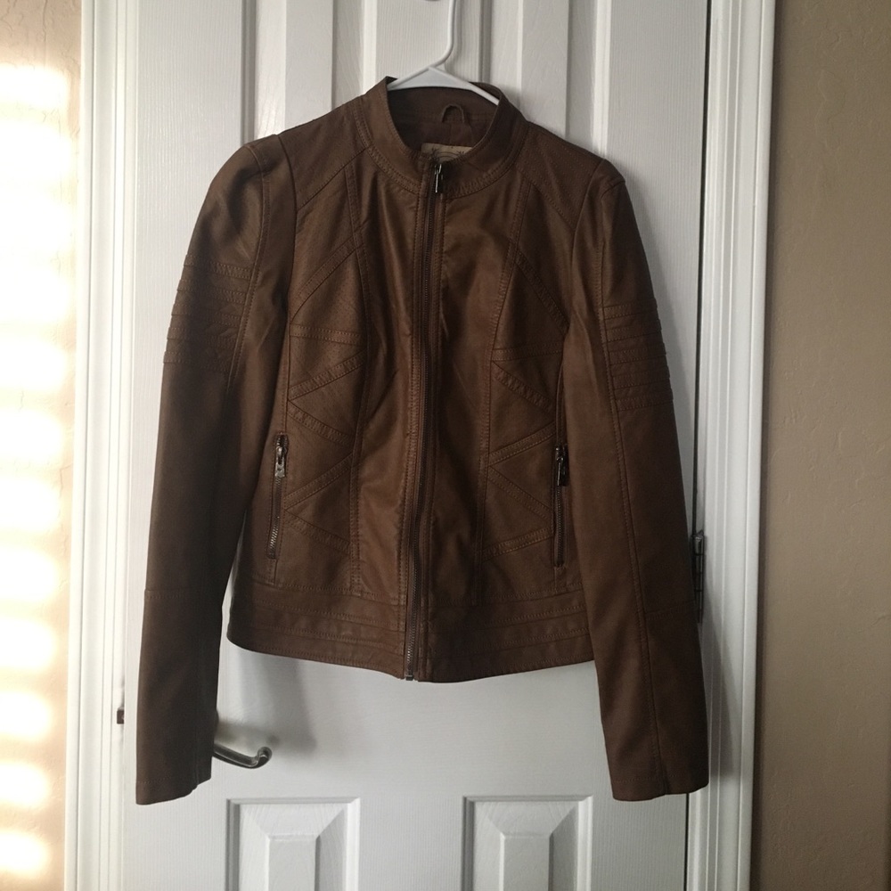 Downtown coalition brown faux leather jacket