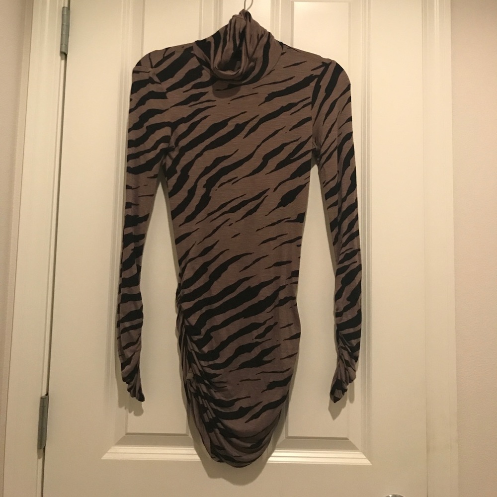 Leopard Print Turtleneck Dress