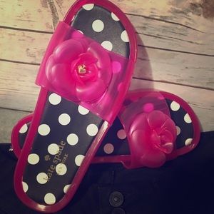 NWOT Kate Spade Pink Polka Dot Jelly Slides Sz 7