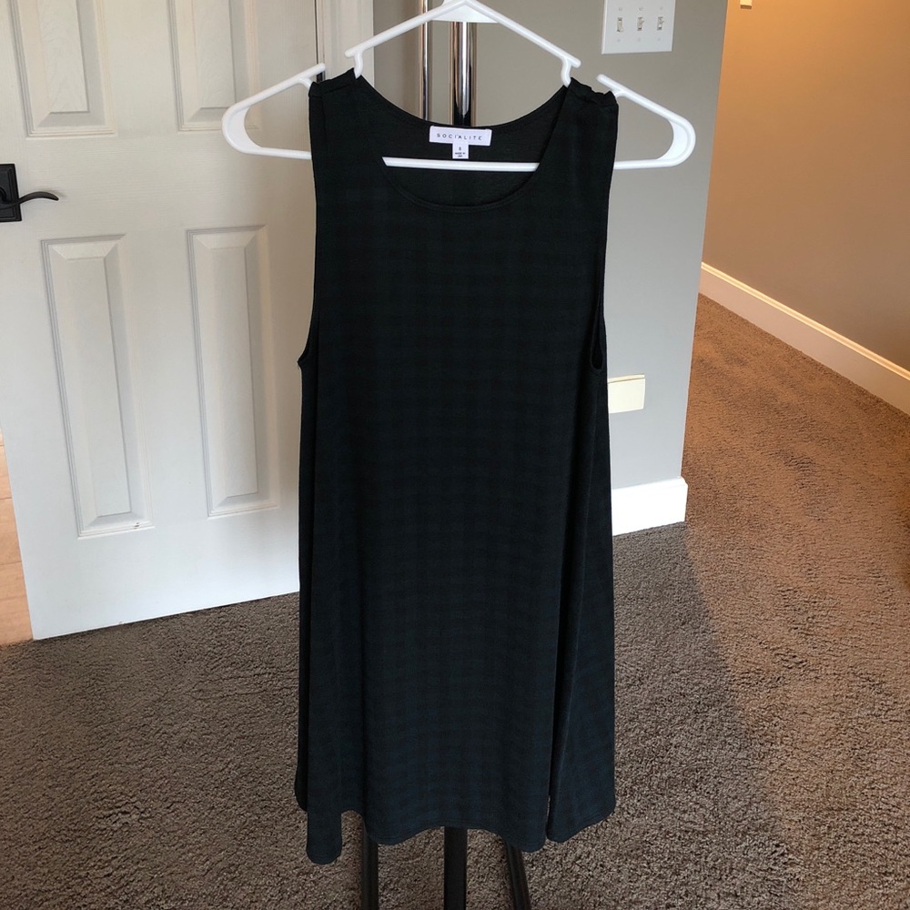 Green Plaid Socialite Dress