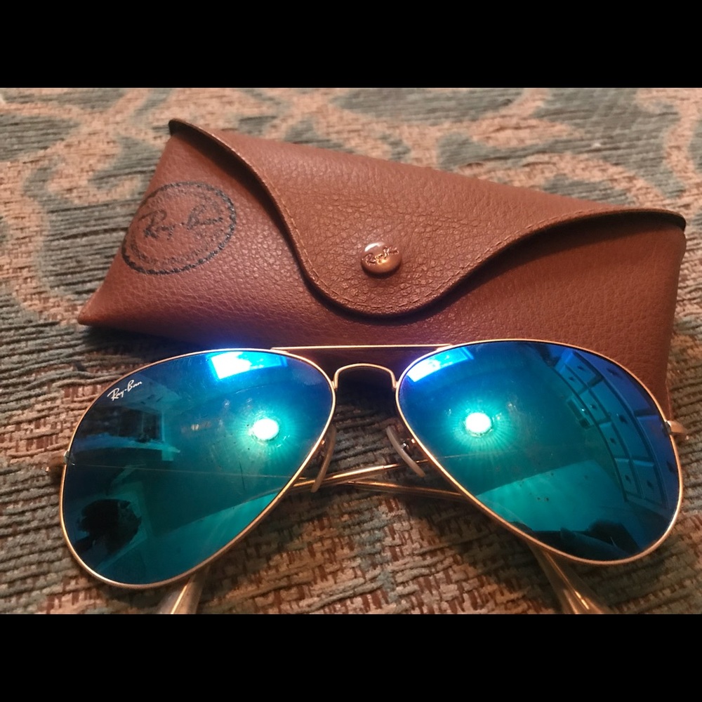 Authentic Blue mirror Lens ray bans