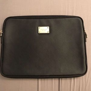 Black Leather Michael Kors Laptop Case