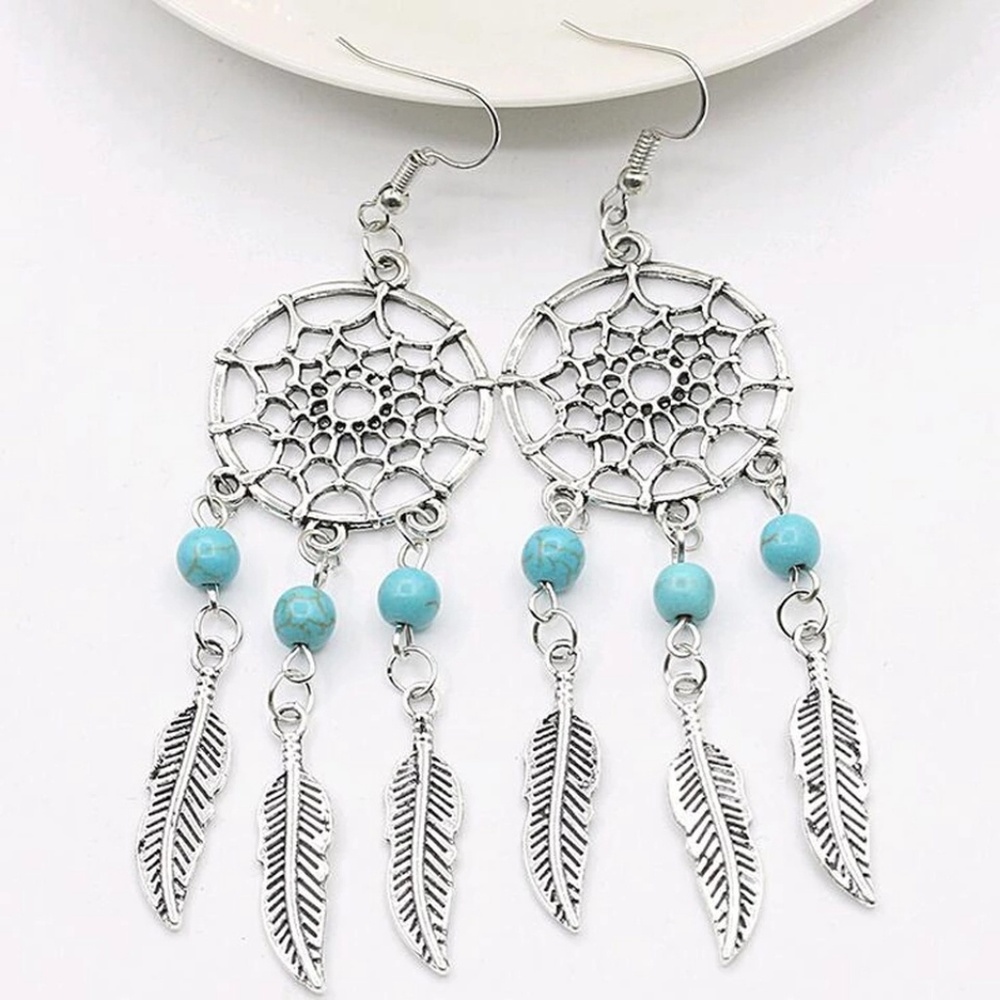 Silver plated Dream catcher  earring
