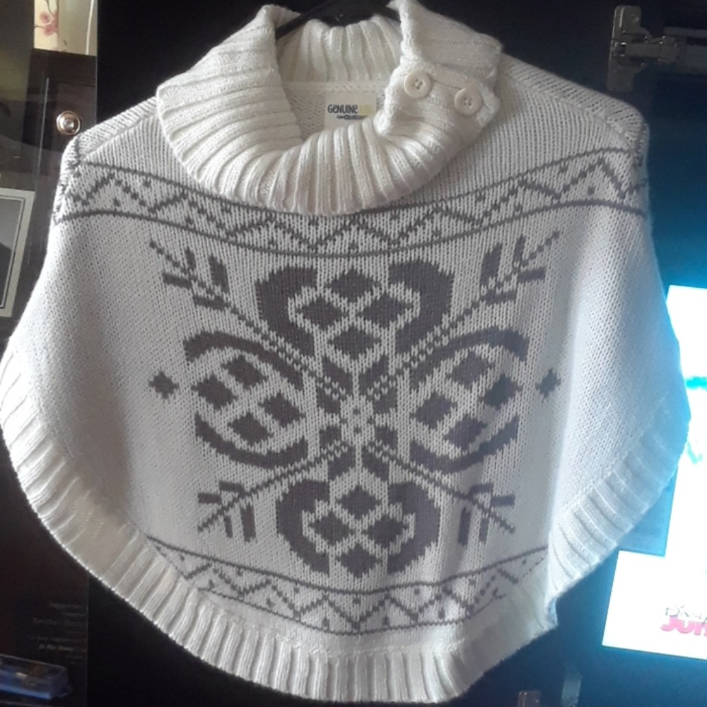 Girls fair isle poncho sweater sz 4T