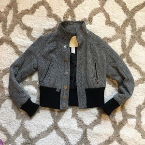 Cropped textured moto jacket