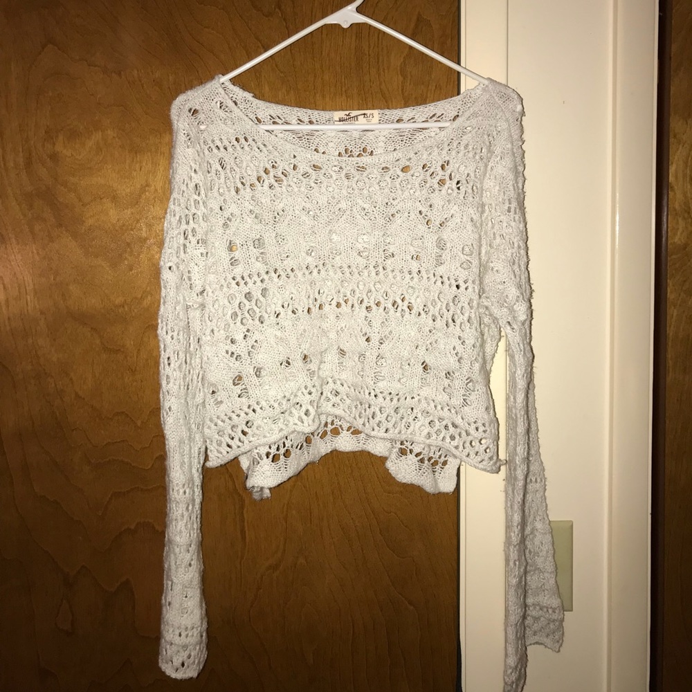 Crochet Hollister sweater sz s Ivory/white
