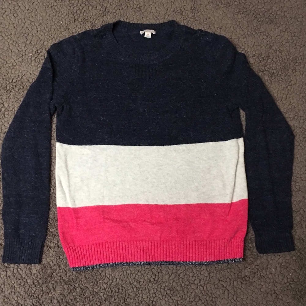 Gap sweater pink navy and cream stripes