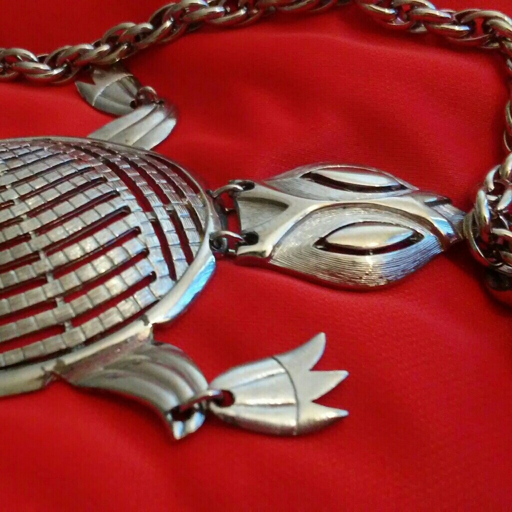 Large silver turtle necklace by Alan