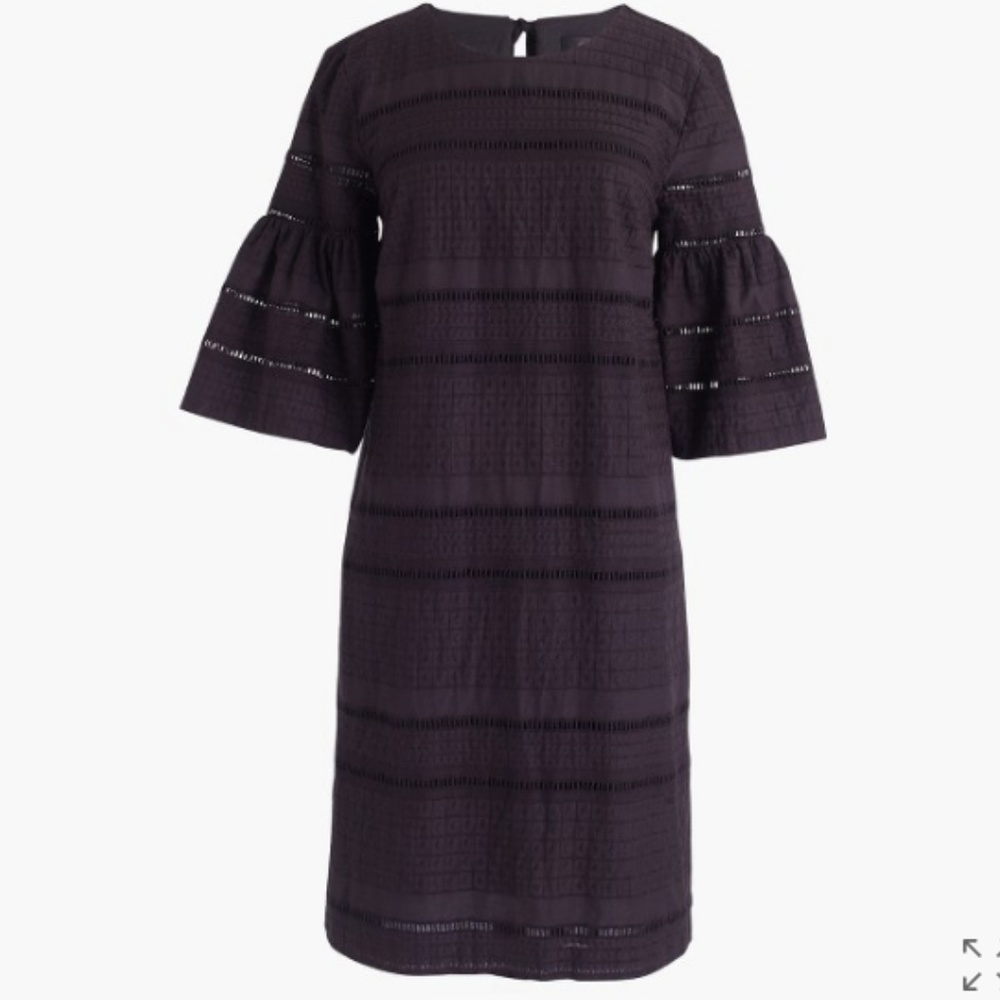 Flutter-sleeve shift dress in eyelet
