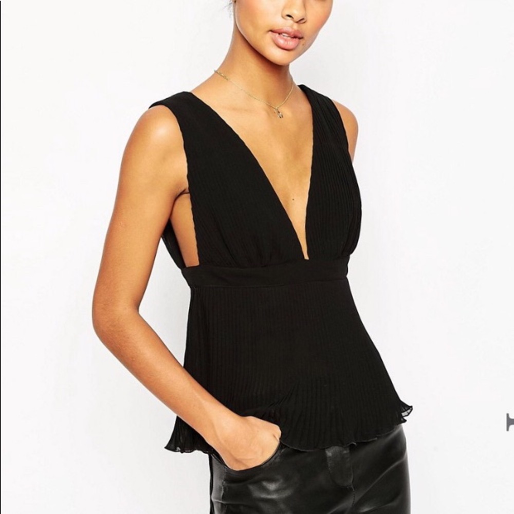 ASOS Petite plunge pleated neck top