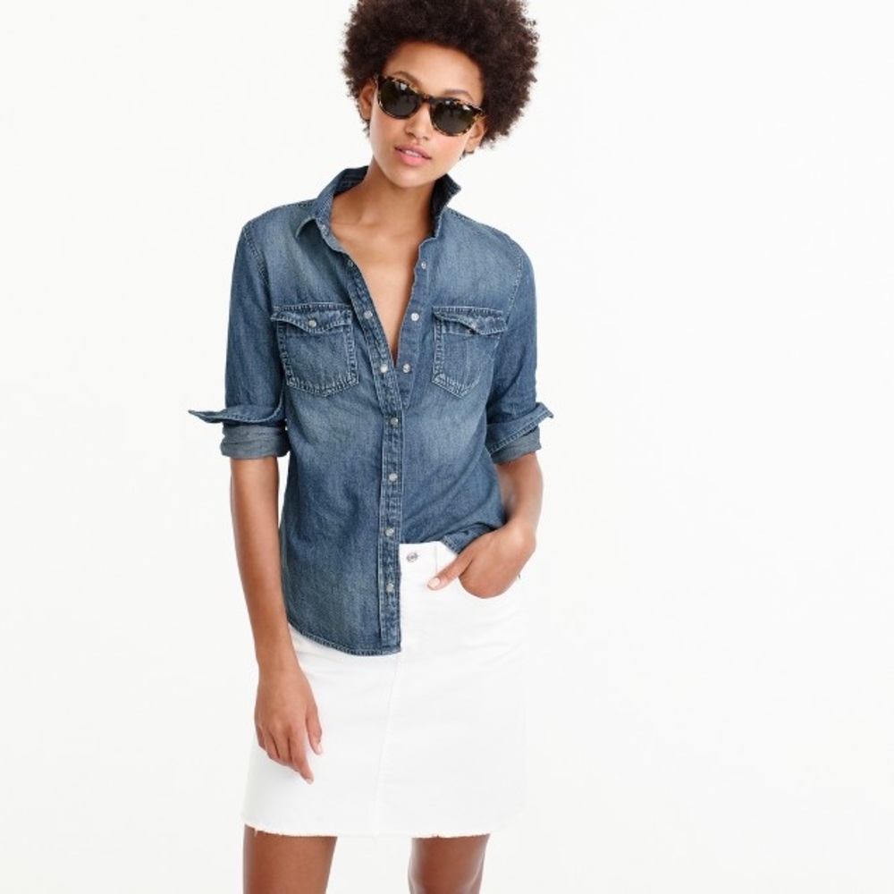 Like New J Crew Western Chambray Shirt