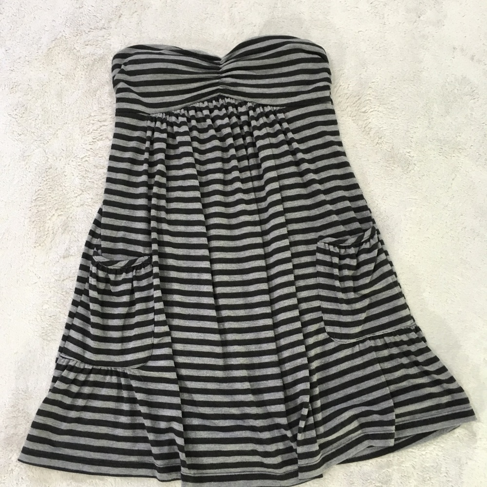 Forever 21 black & gray striped dress - Size Small - Picture 2 of 8