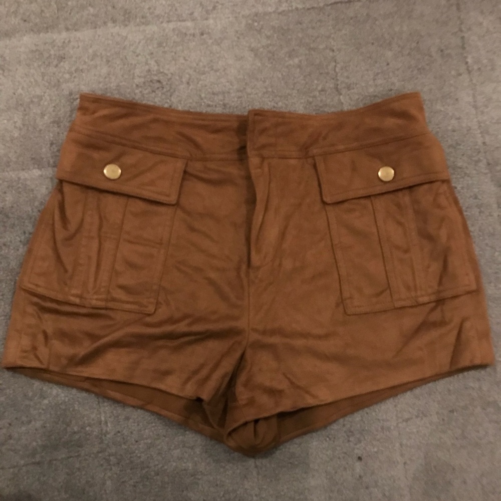 BROWN SUEDE SHORTS