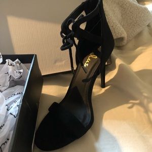Black suede heels