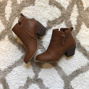 Brown zipper booties