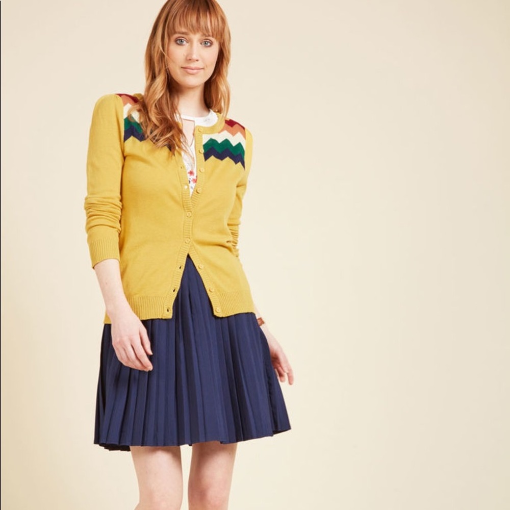 Modcloth Rainbow Cardigan in Mustard