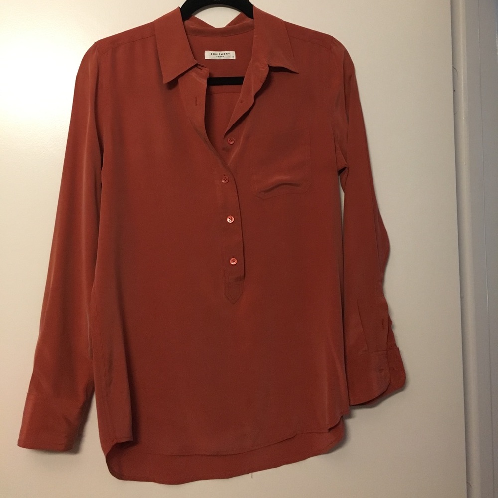 Equipment silk blouse, rust, sz S