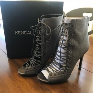 Kendall & Kylie Metallic Leather Lace-Up Bootie