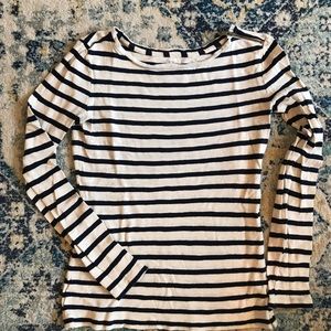 Ann Taylor LOFT striped zipper tee