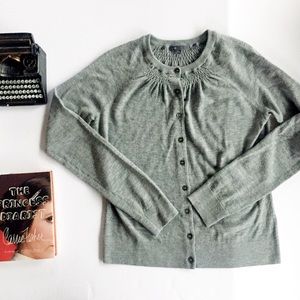 Vince Cashmere Gray Cardigan Button Pocket Large