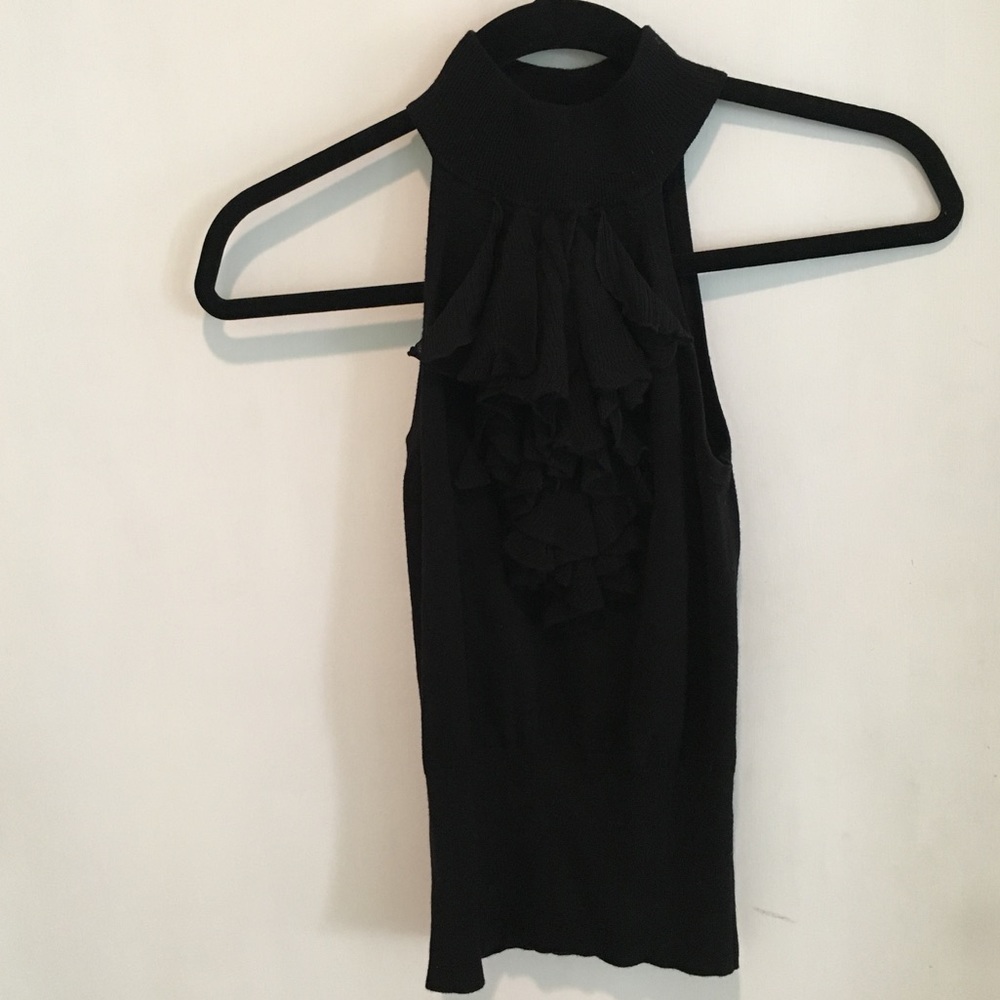 Express Mock Turtle Neck Tank With Ruffles