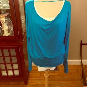 Turquoise banded waist top