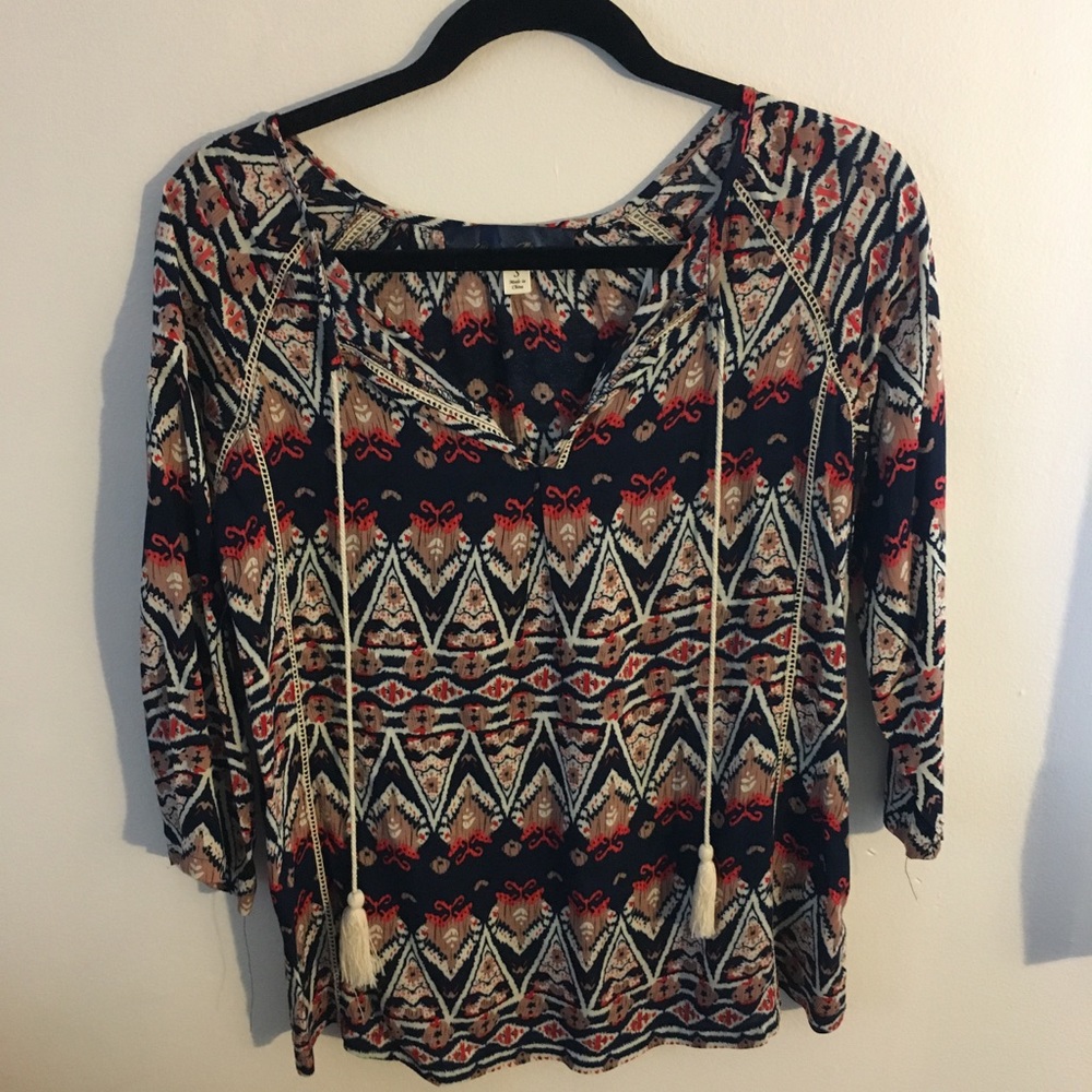 Francesca's patterned tie neck tunic