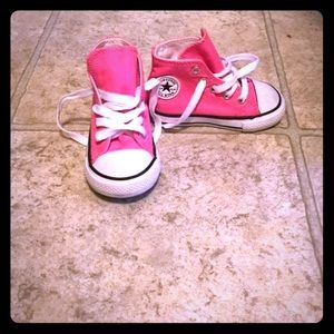 Pink high top converse