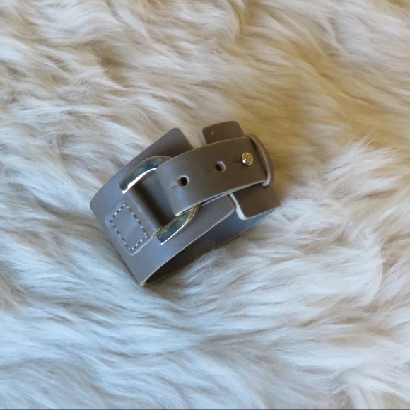 SOLD  Ann Taylor Wide Taupe Leather Cuff Bracelet - Picture 2 of 8