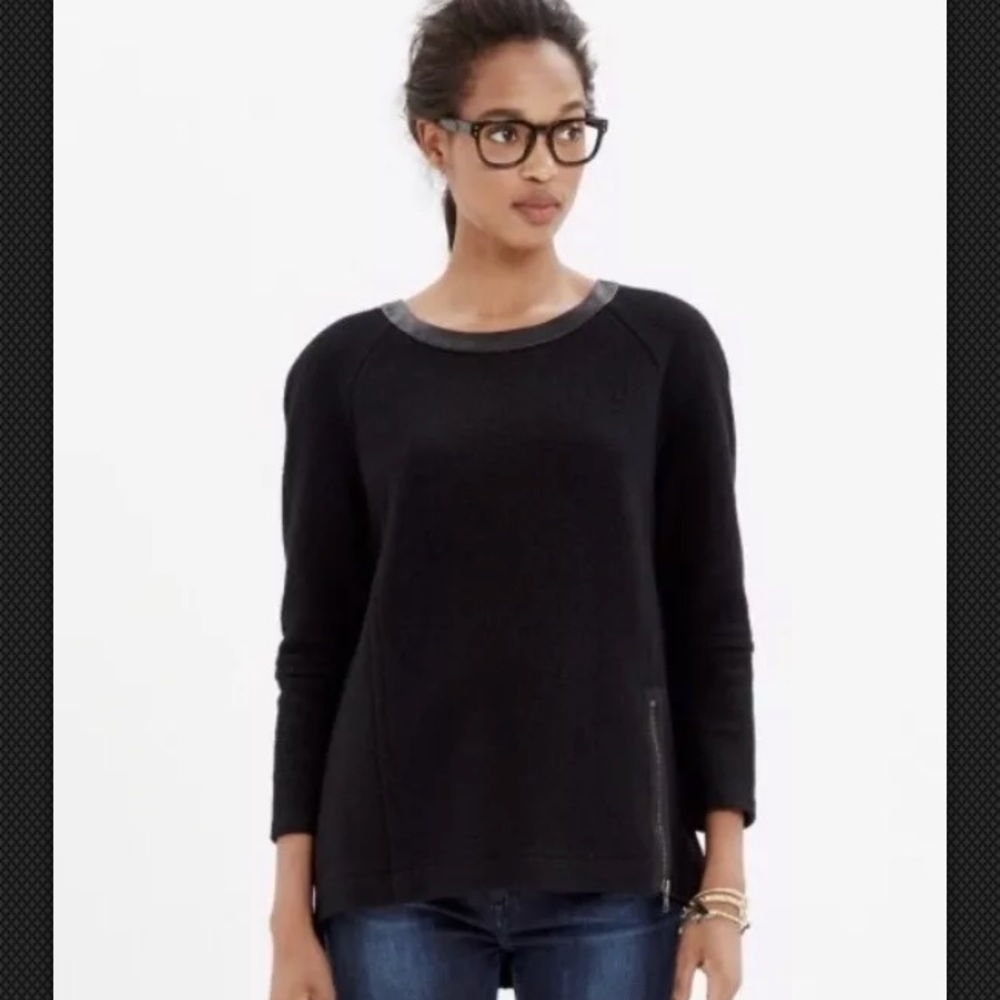 Sold out! Madewell wool leather trim sweatshirt M