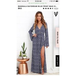 mandala daydream blue print maxi dress