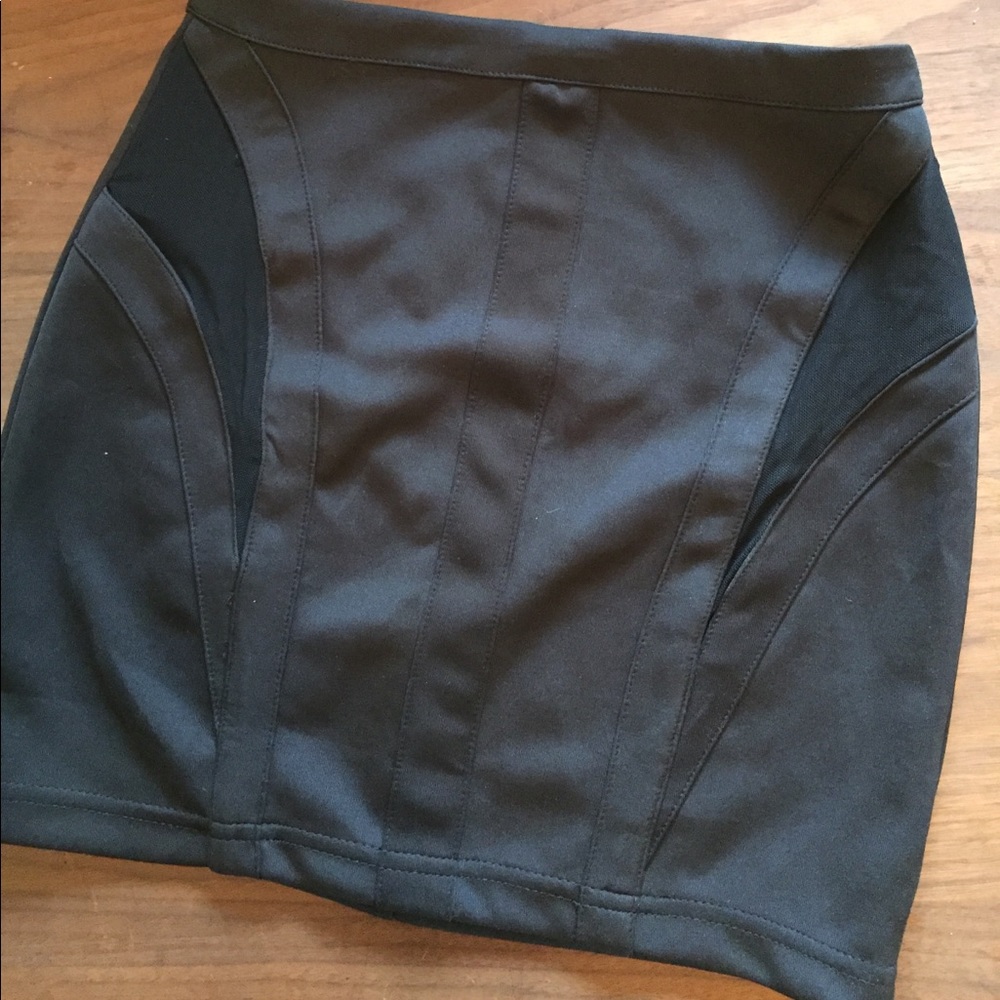 Black Tobi mini skirt with mesh cut outs