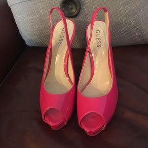 Guess Hot Pink Peep Toe Heels