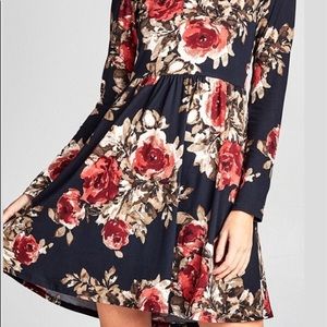 FLORAL PRINT FIT & FLARE DRESS