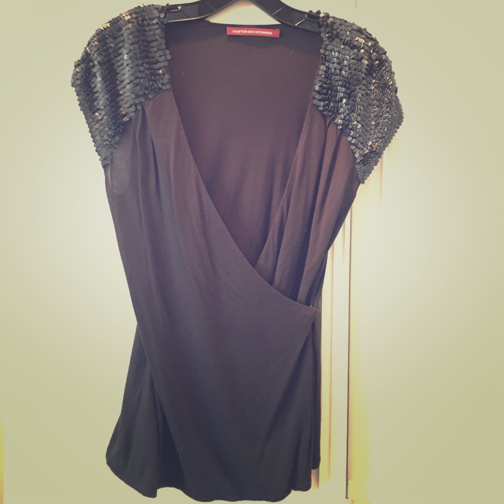 Comptoir des cotonniers Beaded shoulder Wrap Top M