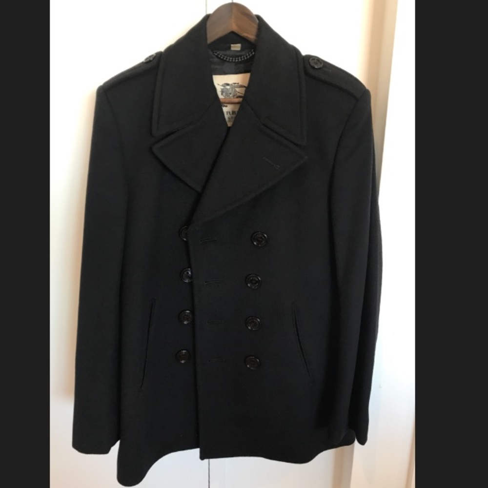 Men's Burberry Peacoat size 50, Navy Wool/Cashmere