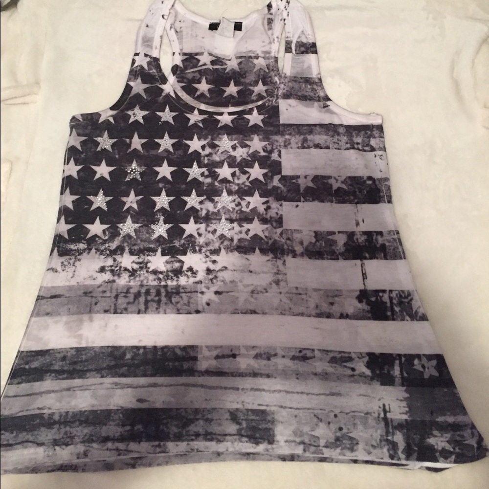 B&W American flag shirt