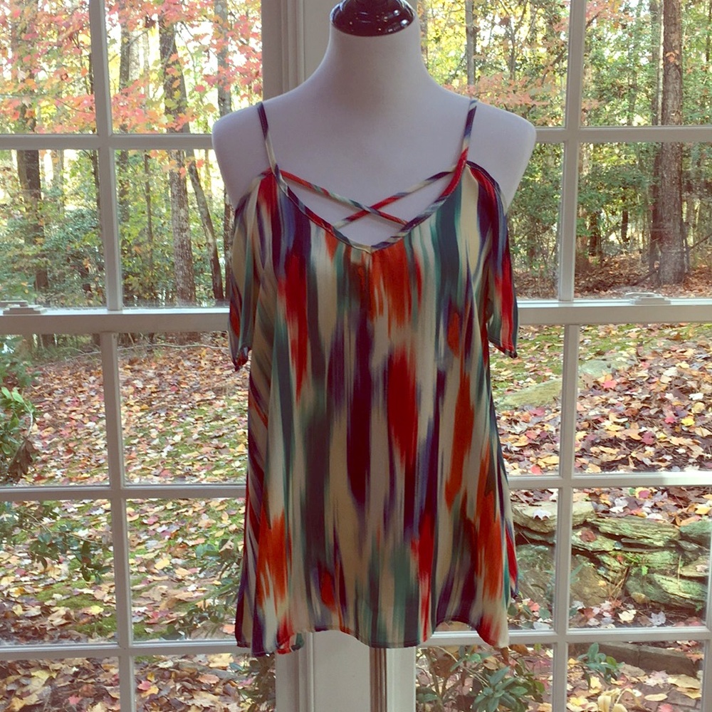 Lime n Chili cold shoulder cross-front top