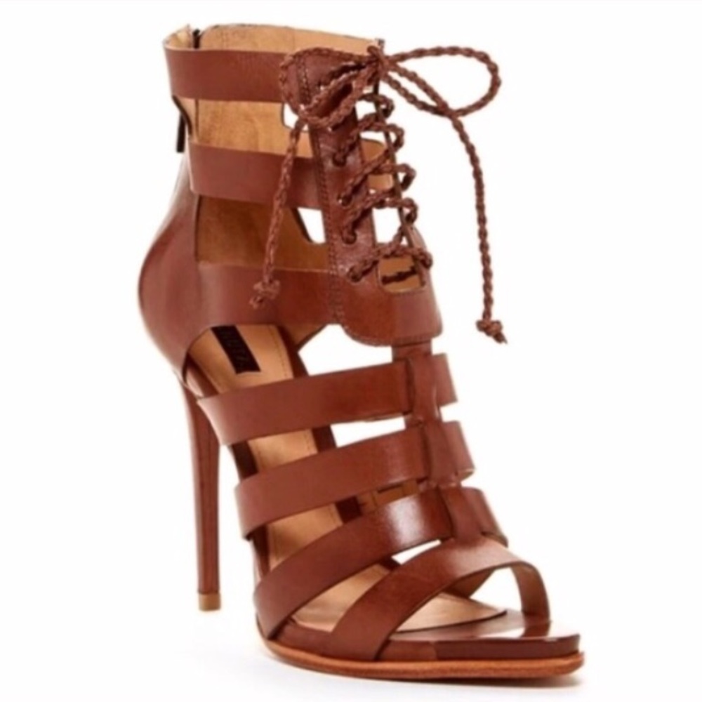 Schutz leather lace up heels