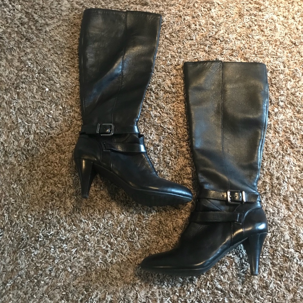Black leather boots