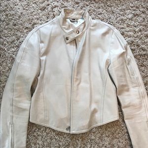 White leather motorcycle jacket
