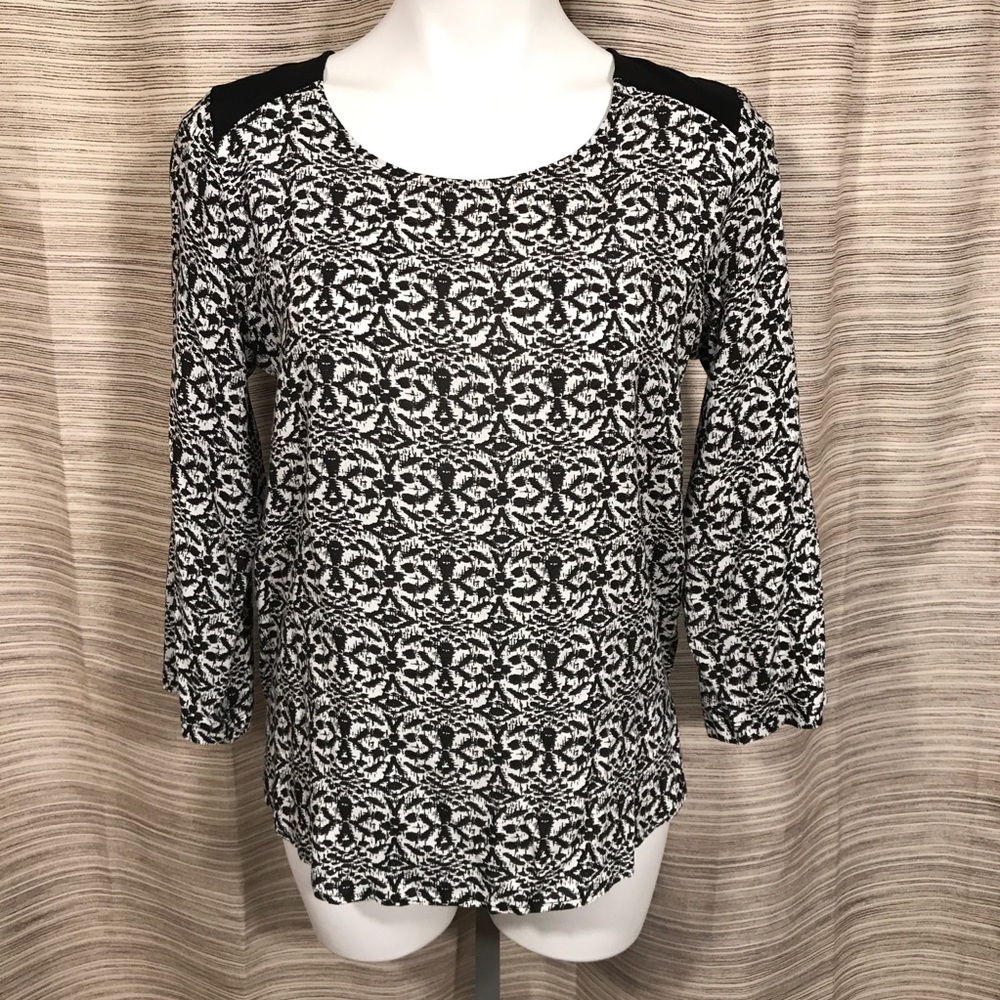 Olive & Oak Black & White Long Sleeve Top Size S
