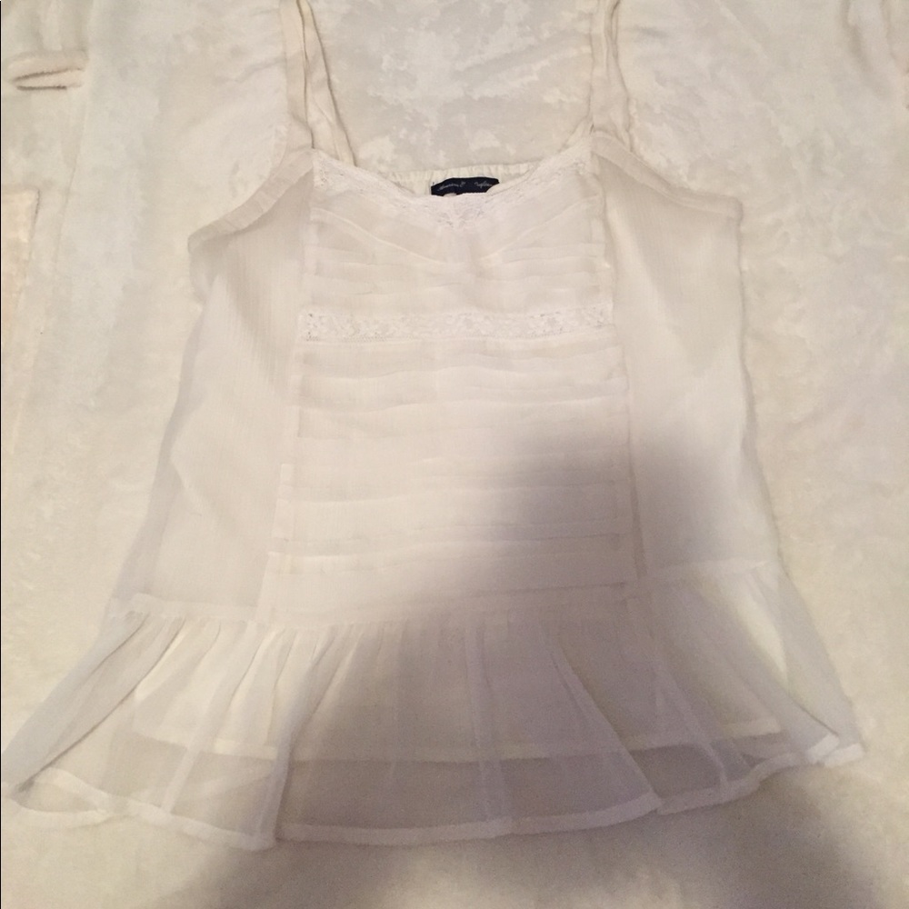 White ruffle tank